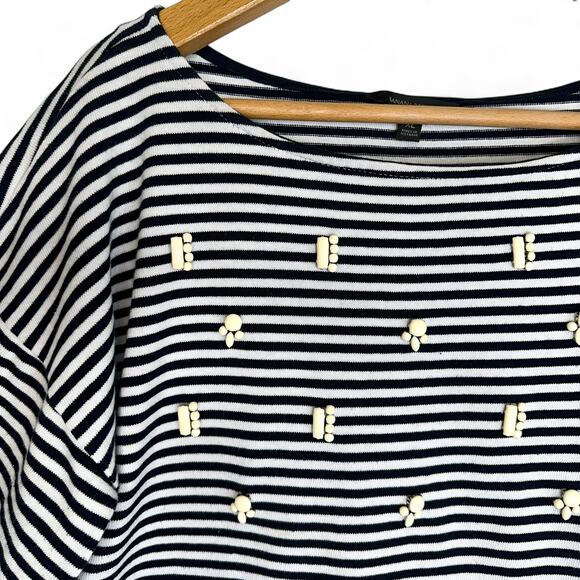 Banana Republic Women's Striped Embellished Boxy Knit Top Size XL 3/4 Sleeve - Picture 4 of 8